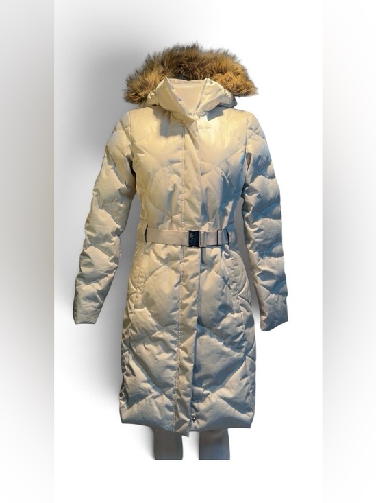 The North Face Jackets & Blazers - The North Face Women's Cream Quilted Belted Puffer Coat with Faux-Fur Hood
